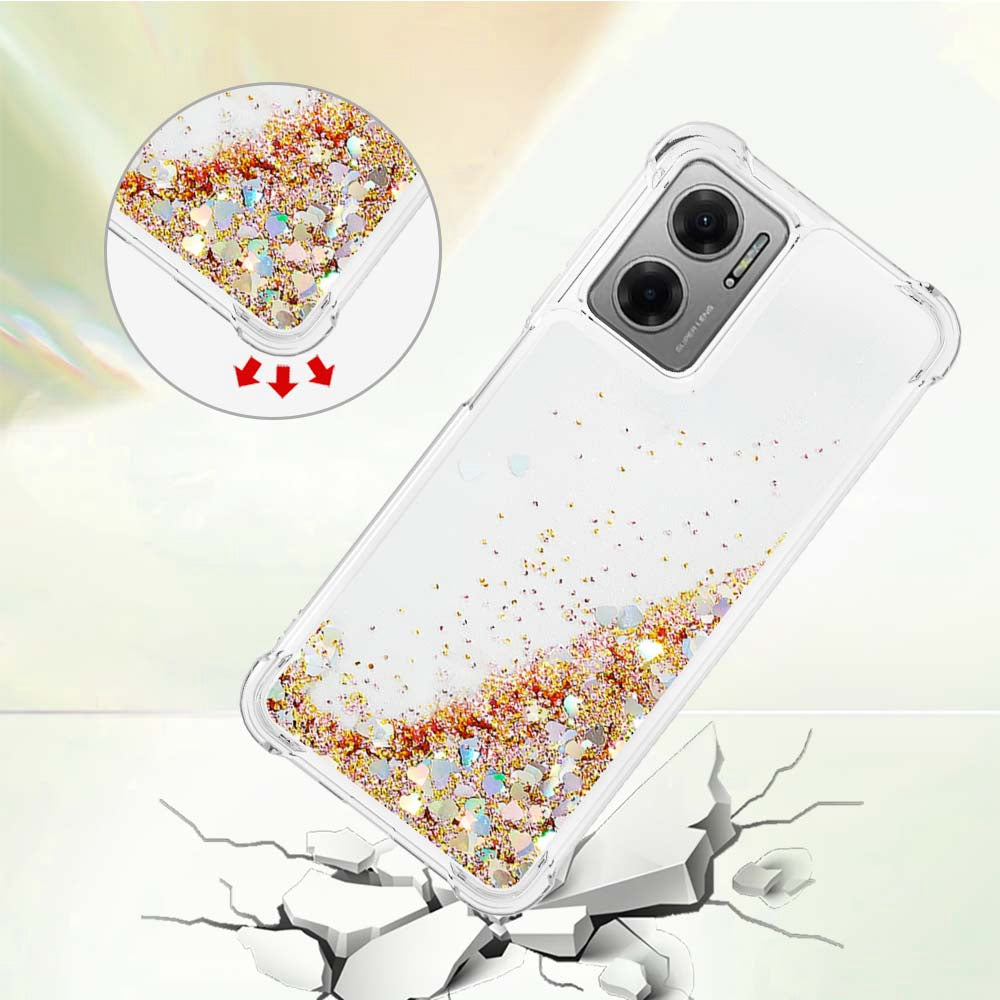 YB Quicksand Series-1 for Xiaomi Poco M4 5G / Redmi Note 11E 5G / Redmi 10 5G / Redmi 10 Prime+ 5G Fluid Quicksand Shockproof Sequins TPU Cover Well-protected Cell Phone Case