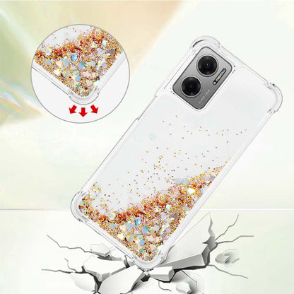 YB Quicksand Series-1 for Xiaomi Poco M4 5G / Redmi Note 11E 5G / Redmi 10 5G / Redmi 10 Prime+ 5G Fluid Quicksand Shockproof Sequins TPU Cover Well-protected Cell Phone Case