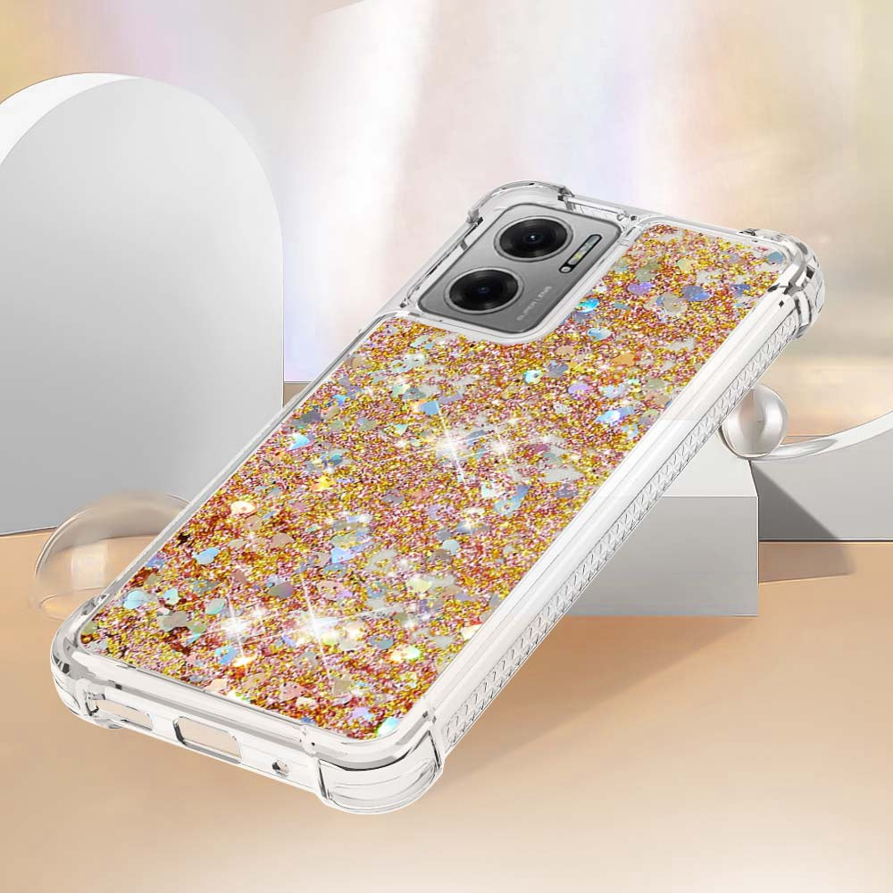 YB Quicksand Series-1 for Xiaomi Poco M4 5G / Redmi Note 11E 5G / Redmi 10 5G / Redmi 10 Prime+ 5G Fluid Quicksand Shockproof Sequins TPU Cover Well-protected Cell Phone Case