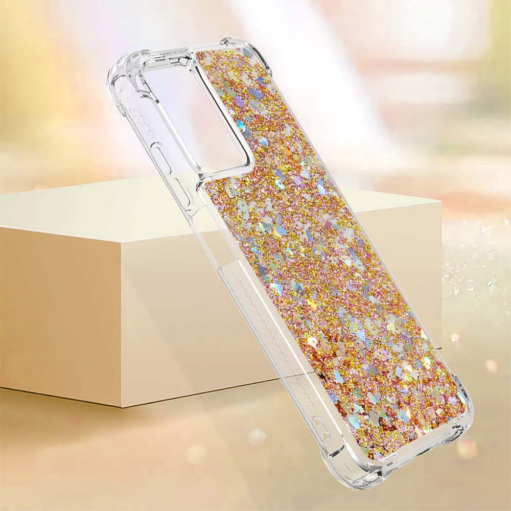 YB Quicksand Series-1 for Xiaomi Poco M4 5G / Redmi Note 11E 5G / Redmi 10 5G / Redmi 10 Prime+ 5G Fluid Quicksand Shockproof Sequins TPU Cover Well-protected Cell Phone Case