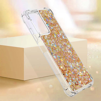 YB Quicksand Series-1 for Xiaomi Poco M4 5G / Redmi Note 11E 5G / Redmi 10 5G / Redmi 10 Prime+ 5G Fluid Quicksand Shockproof Sequins TPU Cover Well-protected Cell Phone Case