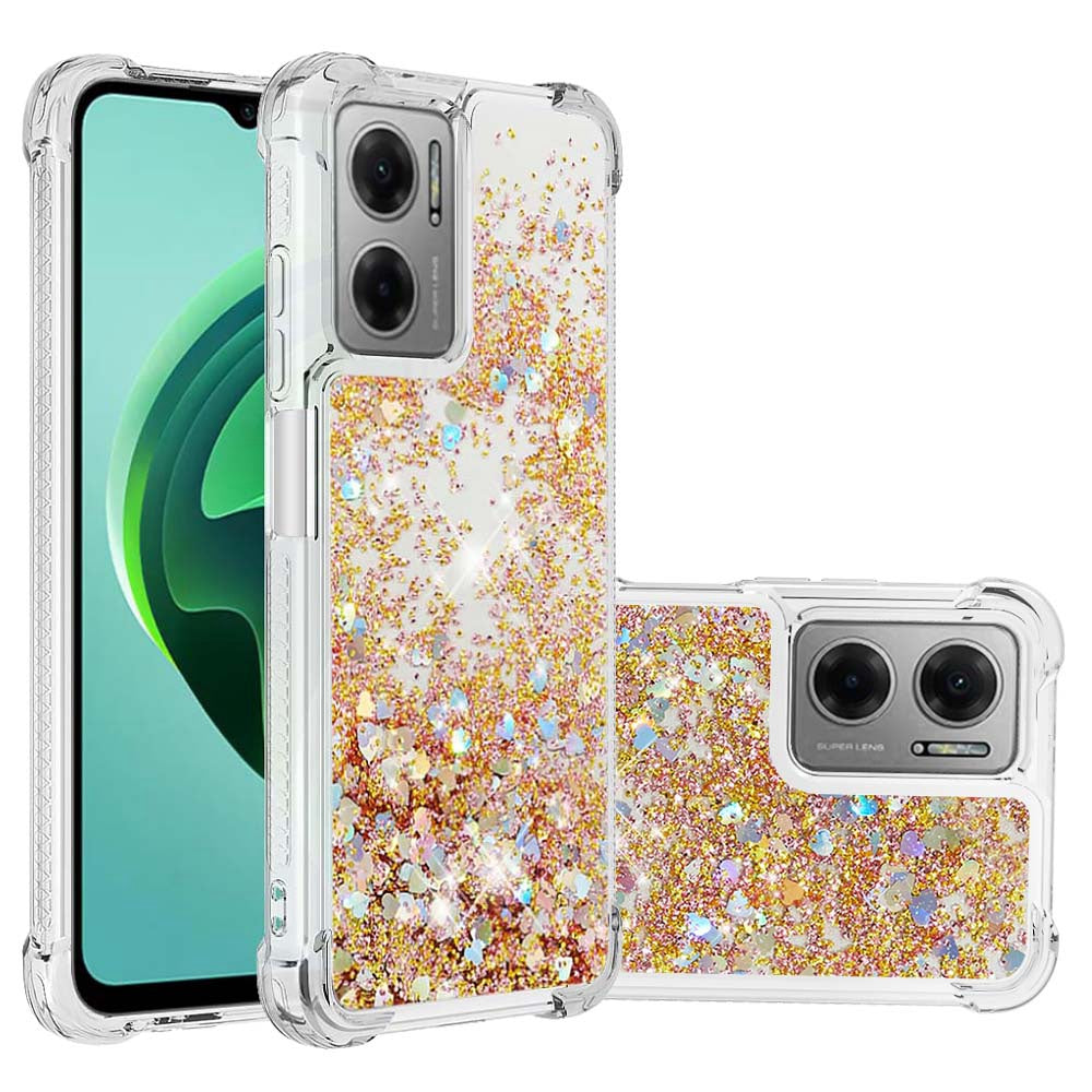 YB Quicksand Series-1 for Xiaomi Poco M4 5G / Redmi Note 11E 5G / Redmi 10 5G / Redmi 10 Prime+ 5G Fluid Quicksand Shockproof Sequins TPU Cover Well-protected Cell Phone Case