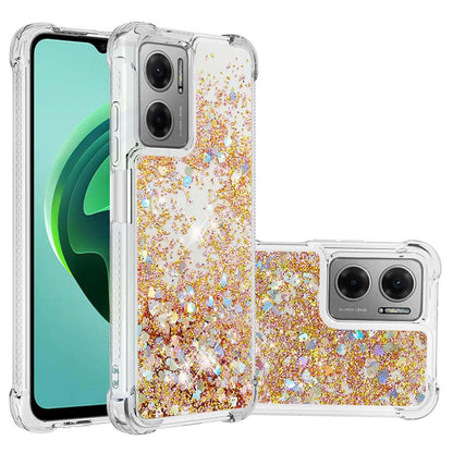 YB Quicksand Series-1 for Xiaomi Poco M4 5G / Redmi Note 11E 5G / Redmi 10 5G / Redmi 10 Prime+ 5G Fluid Quicksand Shockproof Sequins TPU Cover Well-protected Cell Phone Case