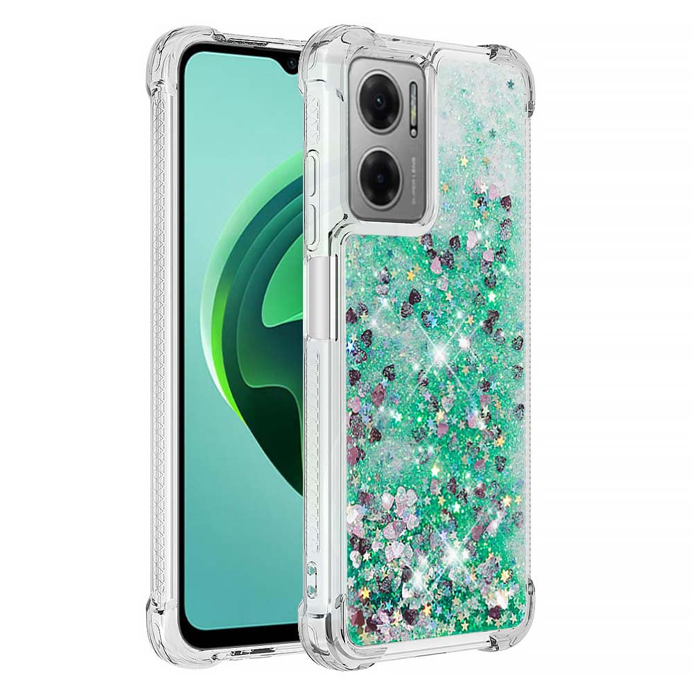 YB Quicksand Series-1 for Xiaomi Poco M4 5G / Redmi Note 11E 5G / Redmi 10 5G / Redmi 10 Prime+ 5G Fluid Quicksand Shockproof Sequins TPU Cover Well-protected Cell Phone Case