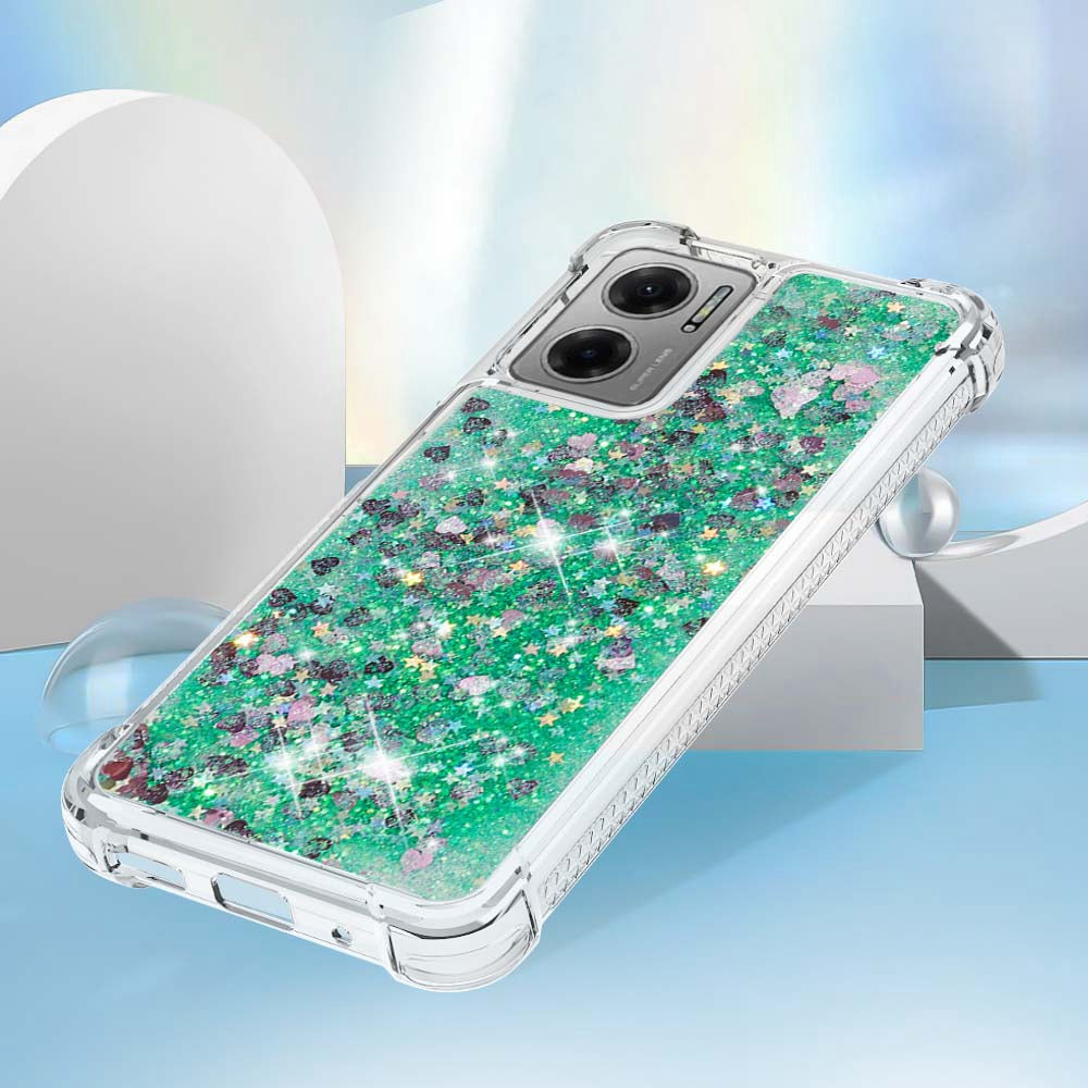 YB Quicksand Series-1 for Xiaomi Poco M4 5G / Redmi Note 11E 5G / Redmi 10 5G / Redmi 10 Prime+ 5G Fluid Quicksand Shockproof Sequins TPU Cover Well-protected Cell Phone Case