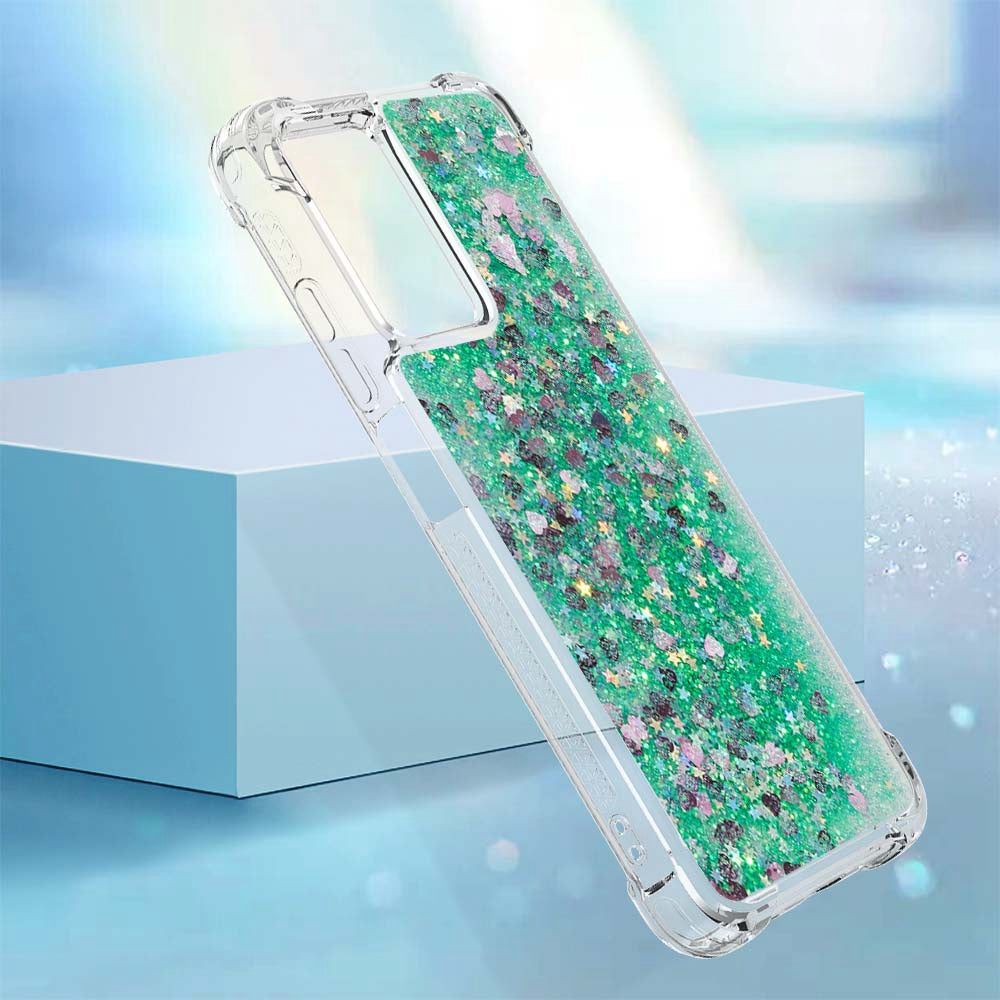 YB Quicksand Series-1 for Xiaomi Poco M4 5G / Redmi Note 11E 5G / Redmi 10 5G / Redmi 10 Prime+ 5G Fluid Quicksand Shockproof Sequins TPU Cover Well-protected Cell Phone Case