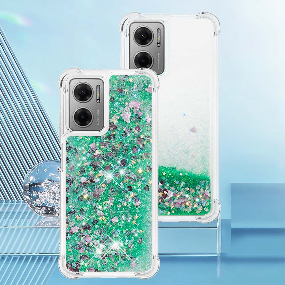 YB Quicksand Series-1 for Xiaomi Poco M4 5G / Redmi Note 11E 5G / Redmi 10 5G / Redmi 10 Prime+ 5G Fluid Quicksand Shockproof Sequins TPU Cover Well-protected Cell Phone Case