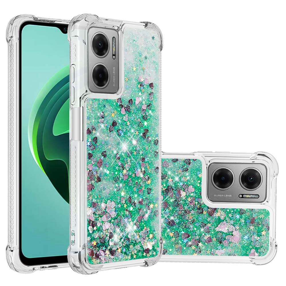 YB Quicksand Series-1 for Xiaomi Poco M4 5G / Redmi Note 11E 5G / Redmi 10 5G / Redmi 10 Prime+ 5G Fluid Quicksand Shockproof Sequins TPU Cover Well-protected Cell Phone Case