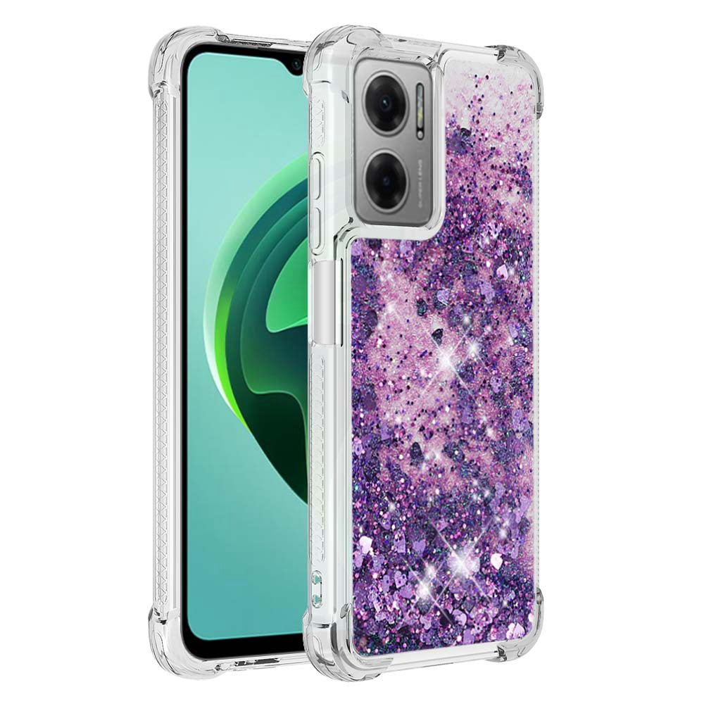 YB Quicksand Series-1 for Xiaomi Poco M4 5G / Redmi Note 11E 5G / Redmi 10 5G / Redmi 10 Prime+ 5G Fluid Quicksand Shockproof Sequins TPU Cover Well-protected Cell Phone Case