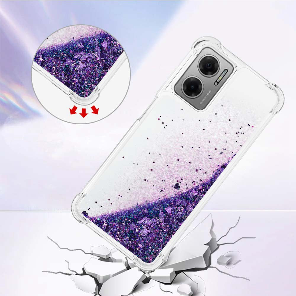 YB Quicksand Series-1 for Xiaomi Poco M4 5G / Redmi Note 11E 5G / Redmi 10 5G / Redmi 10 Prime+ 5G Fluid Quicksand Shockproof Sequins TPU Cover Well-protected Cell Phone Case