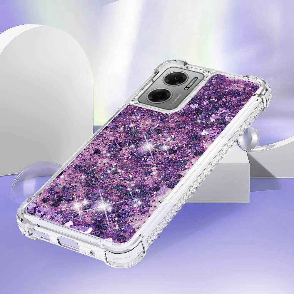 YB Quicksand Series-1 for Xiaomi Poco M4 5G / Redmi Note 11E 5G / Redmi 10 5G / Redmi 10 Prime+ 5G Fluid Quicksand Shockproof Sequins TPU Cover Well-protected Cell Phone Case