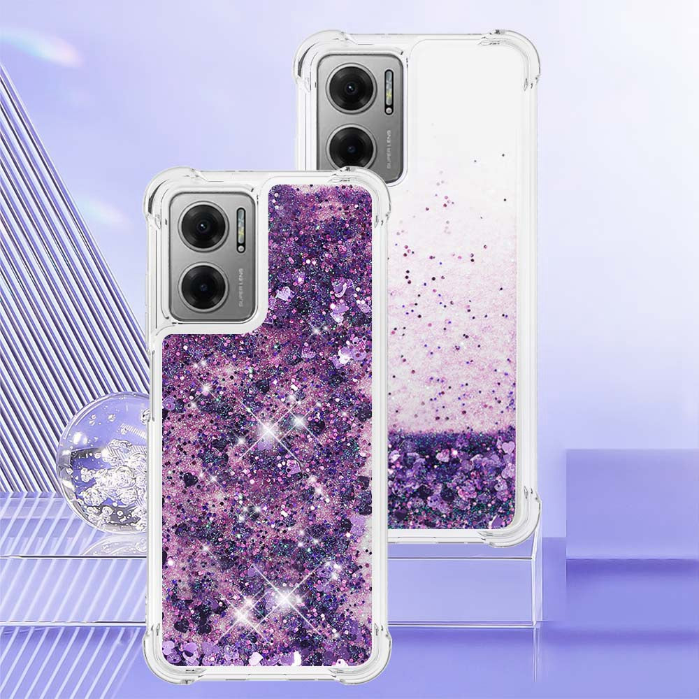 YB Quicksand Series-1 for Xiaomi Poco M4 5G / Redmi Note 11E 5G / Redmi 10 5G / Redmi 10 Prime+ 5G Fluid Quicksand Shockproof Sequins TPU Cover Well-protected Cell Phone Case