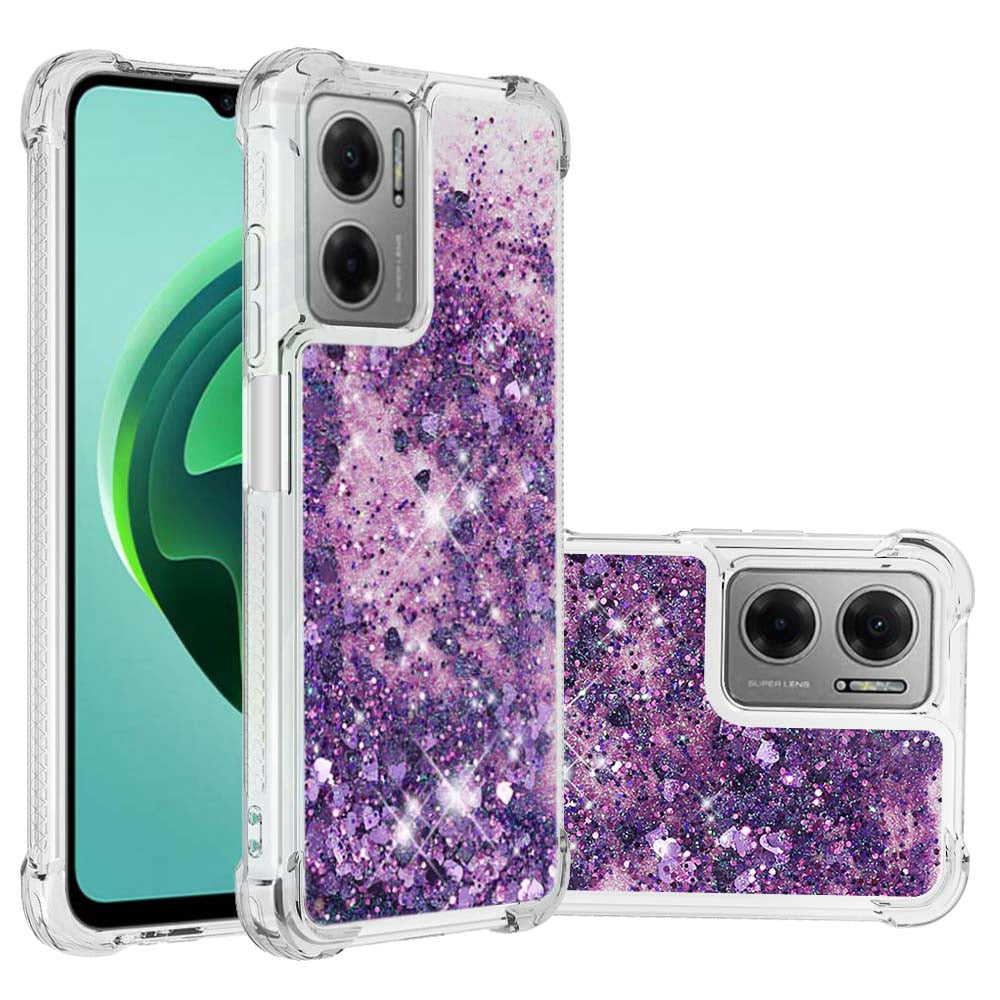 YB Quicksand Series-1 for Xiaomi Poco M4 5G / Redmi Note 11E 5G / Redmi 10 5G / Redmi 10 Prime+ 5G Fluid Quicksand Shockproof Sequins TPU Cover Well-protected Cell Phone Case