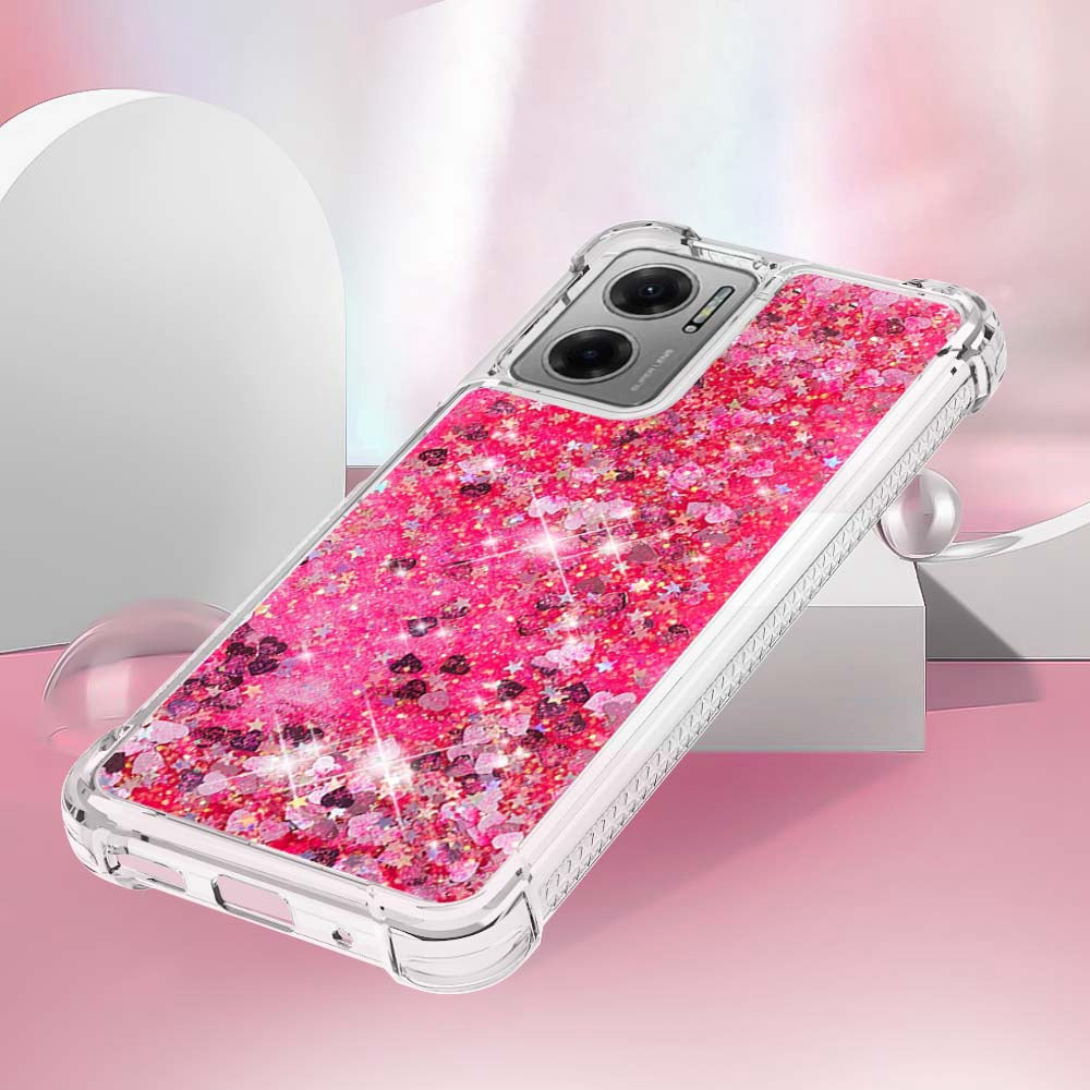 YB Quicksand Series-1 for Xiaomi Poco M4 5G / Redmi Note 11E 5G / Redmi 10 5G / Redmi 10 Prime+ 5G Fluid Quicksand Shockproof Sequins TPU Cover Well-protected Cell Phone Case