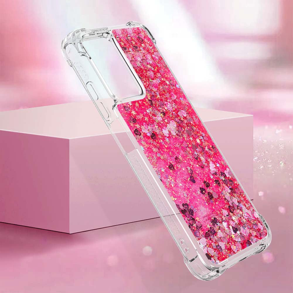 YB Quicksand Series-1 for Xiaomi Poco M4 5G / Redmi Note 11E 5G / Redmi 10 5G / Redmi 10 Prime+ 5G Fluid Quicksand Shockproof Sequins TPU Cover Well-protected Cell Phone Case