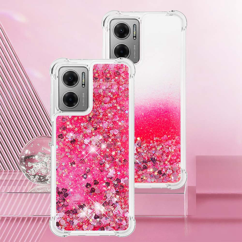 YB Quicksand Series-1 for Xiaomi Poco M4 5G / Redmi Note 11E 5G / Redmi 10 5G / Redmi 10 Prime+ 5G Fluid Quicksand Shockproof Sequins TPU Cover Well-protected Cell Phone Case