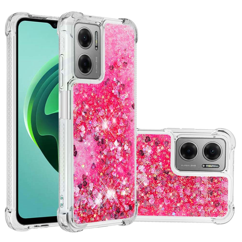 YB Quicksand Series-1 for Xiaomi Poco M4 5G / Redmi Note 11E 5G / Redmi 10 5G / Redmi 10 Prime+ 5G Fluid Quicksand Shockproof Sequins TPU Cover Well-protected Cell Phone Case