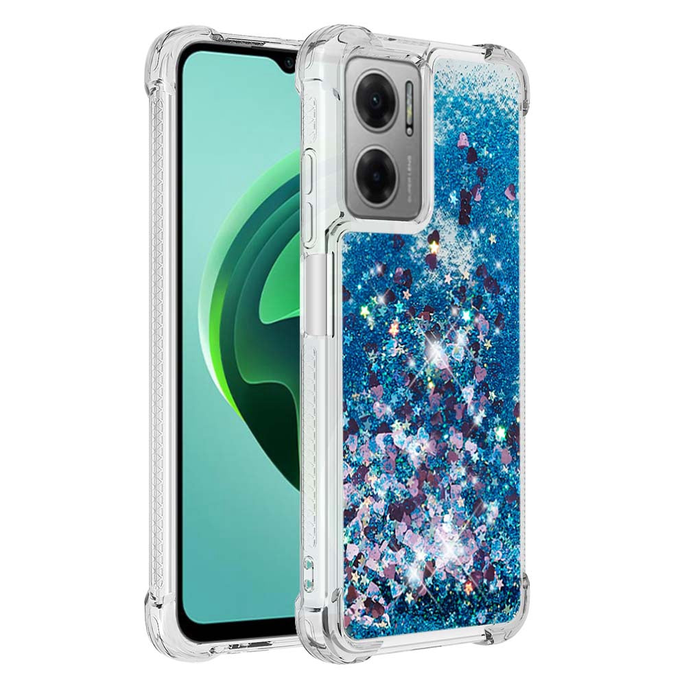 YB Quicksand Series-1 for Xiaomi Poco M4 5G / Redmi Note 11E 5G / Redmi 10 5G / Redmi 10 Prime+ 5G Fluid Quicksand Shockproof Sequins TPU Cover Well-protected Cell Phone Case