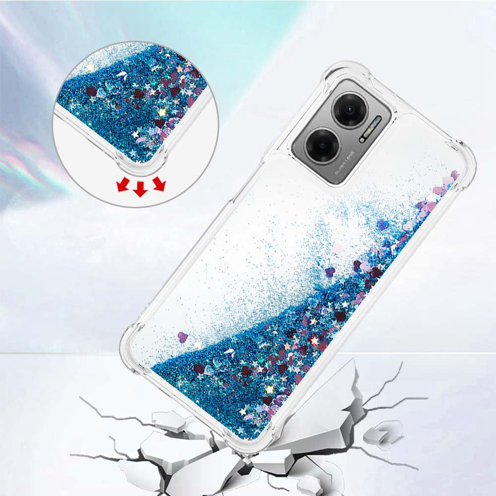 YB Quicksand Series-1 for Xiaomi Poco M4 5G / Redmi Note 11E 5G / Redmi 10 5G / Redmi 10 Prime+ 5G Fluid Quicksand Shockproof Sequins TPU Cover Well-protected Cell Phone Case