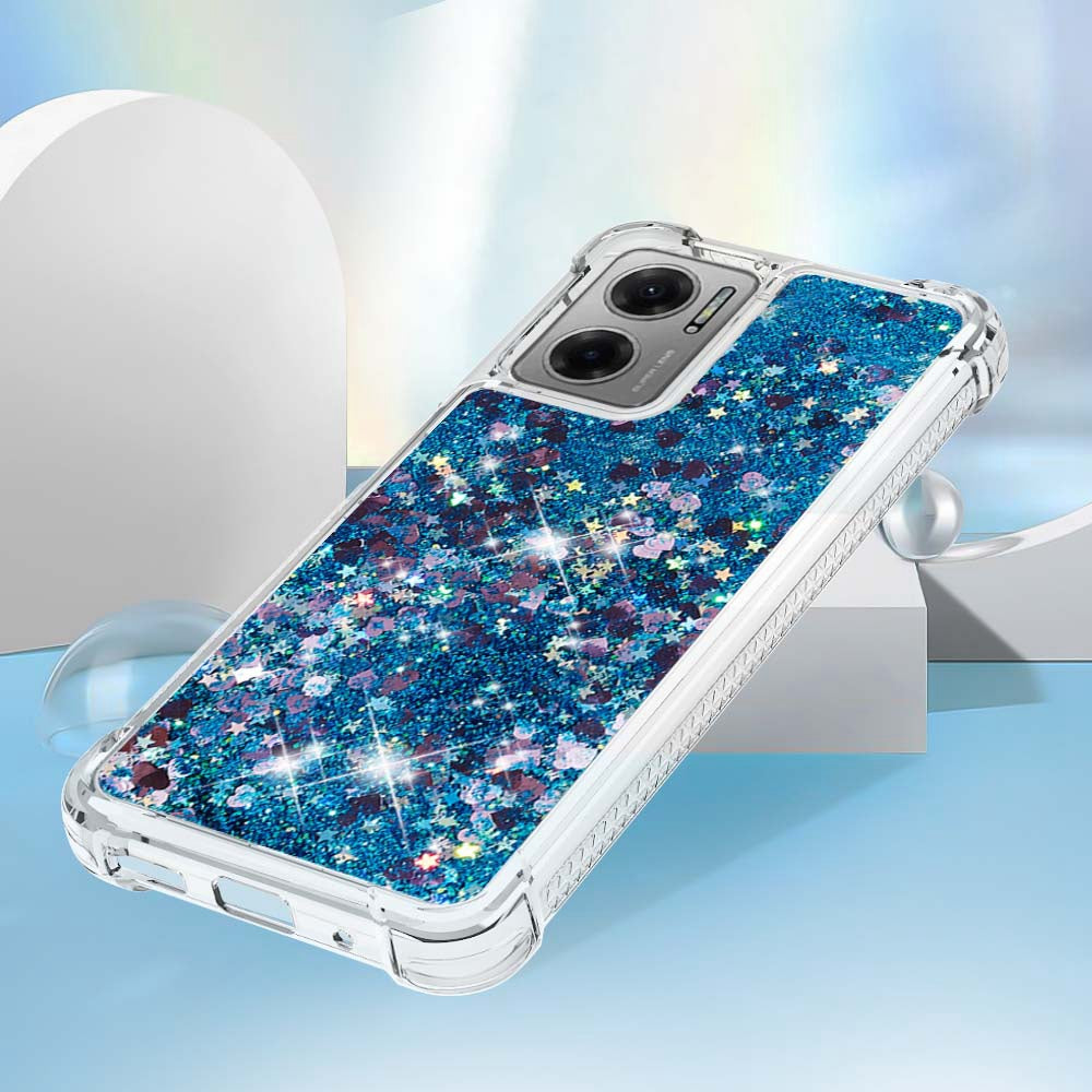 YB Quicksand Series-1 for Xiaomi Poco M4 5G / Redmi Note 11E 5G / Redmi 10 5G / Redmi 10 Prime+ 5G Fluid Quicksand Shockproof Sequins TPU Cover Well-protected Cell Phone Case