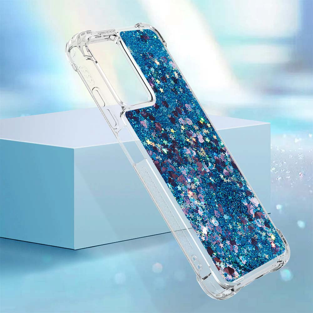 YB Quicksand Series-1 for Xiaomi Poco M4 5G / Redmi Note 11E 5G / Redmi 10 5G / Redmi 10 Prime+ 5G Fluid Quicksand Shockproof Sequins TPU Cover Well-protected Cell Phone Case