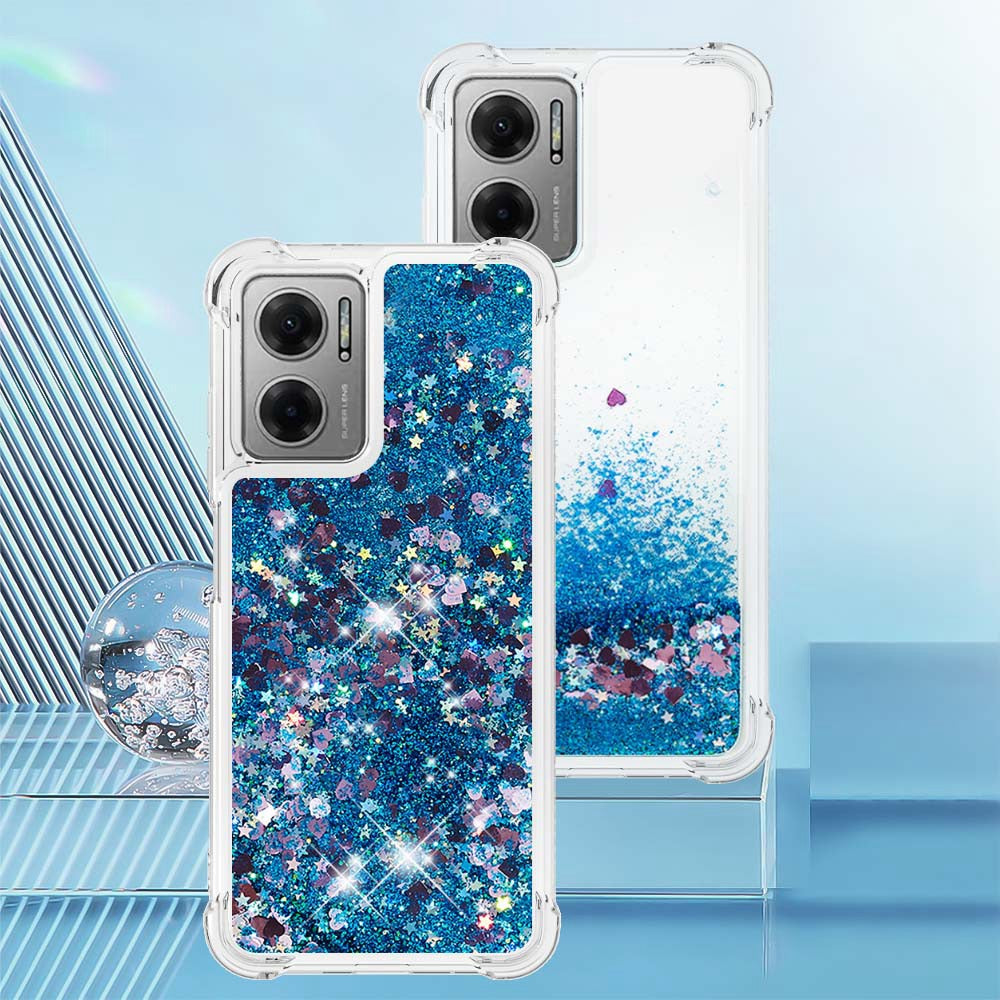 YB Quicksand Series-1 for Xiaomi Poco M4 5G / Redmi Note 11E 5G / Redmi 10 5G / Redmi 10 Prime+ 5G Fluid Quicksand Shockproof Sequins TPU Cover Well-protected Cell Phone Case