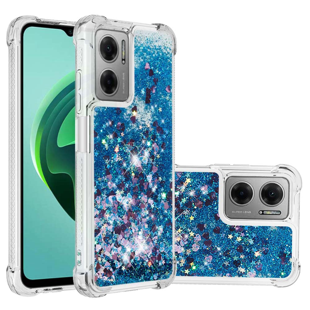 YB Quicksand Series-1 for Xiaomi Poco M4 5G / Redmi Note 11E 5G / Redmi 10 5G / Redmi 10 Prime+ 5G Fluid Quicksand Shockproof Sequins TPU Cover Well-protected Cell Phone Case