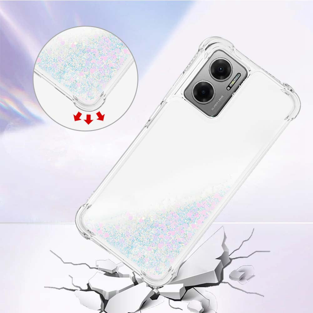 YB Quicksand Series-1 for Xiaomi Poco M4 5G / Redmi Note 11E 5G / Redmi 10 5G / Redmi 10 Prime+ 5G Fluid Quicksand Shockproof Sequins TPU Cover Well-protected Cell Phone Case