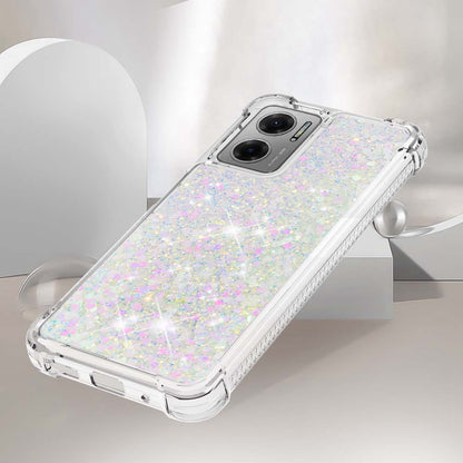 YB Quicksand Series-1 for Xiaomi Poco M4 5G / Redmi Note 11E 5G / Redmi 10 5G / Redmi 10 Prime+ 5G Fluid Quicksand Shockproof Sequins TPU Cover Well-protected Cell Phone Case
