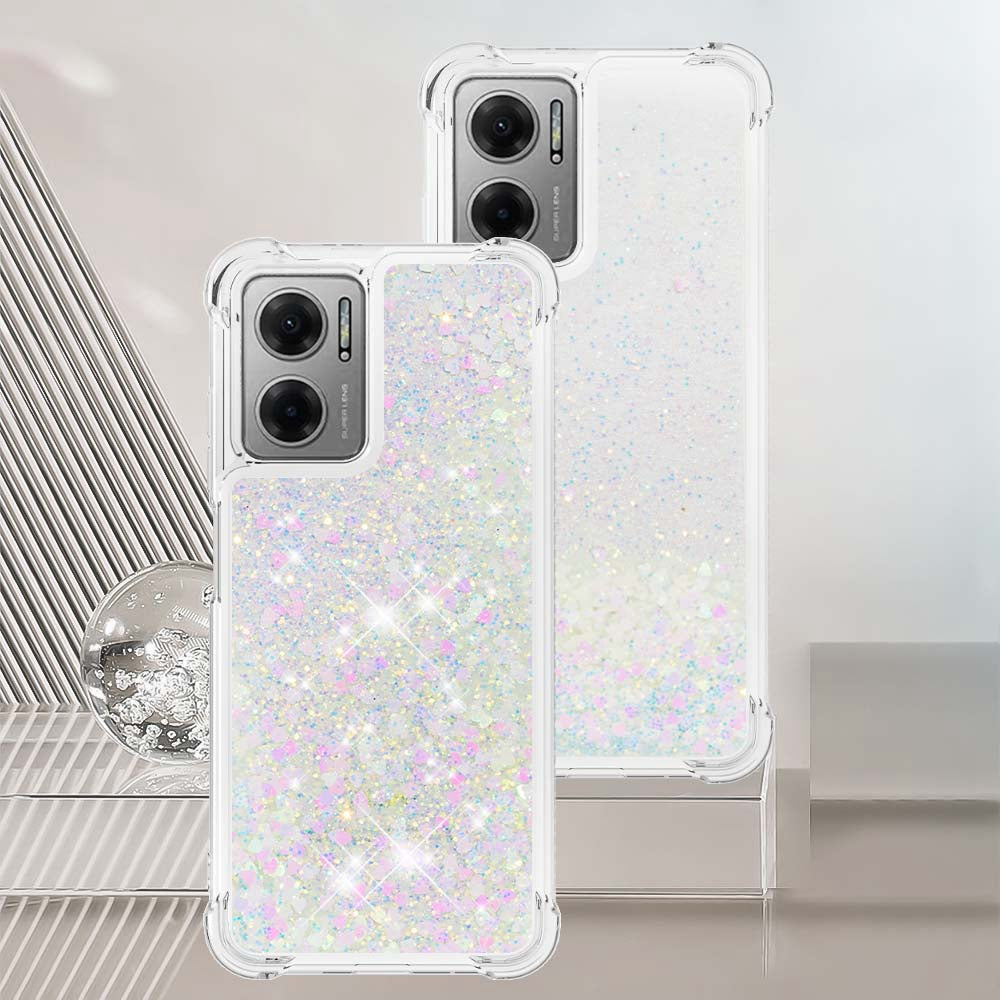 YB Quicksand Series-1 for Xiaomi Poco M4 5G / Redmi Note 11E 5G / Redmi 10 5G / Redmi 10 Prime+ 5G Fluid Quicksand Shockproof Sequins TPU Cover Well-protected Cell Phone Case