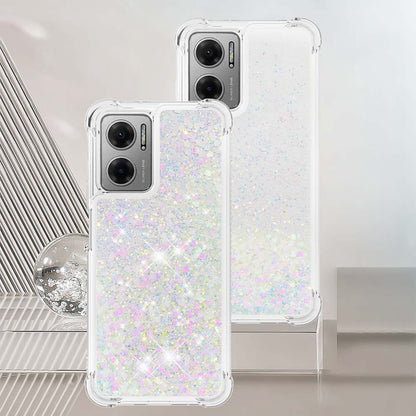 YB Quicksand Series-1 for Xiaomi Poco M4 5G / Redmi Note 11E 5G / Redmi 10 5G / Redmi 10 Prime+ 5G Fluid Quicksand Shockproof Sequins TPU Cover Well-protected Cell Phone Case