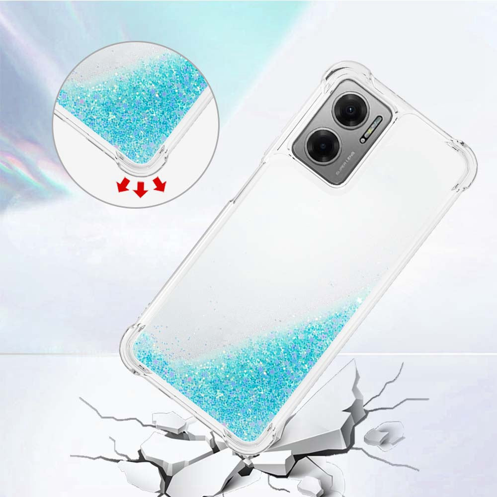 YB Quicksand Series-1 for Xiaomi Poco M4 5G / Redmi Note 11E 5G / Redmi 10 5G / Redmi 10 Prime+ 5G Fluid Quicksand Shockproof Sequins TPU Cover Well-protected Cell Phone Case