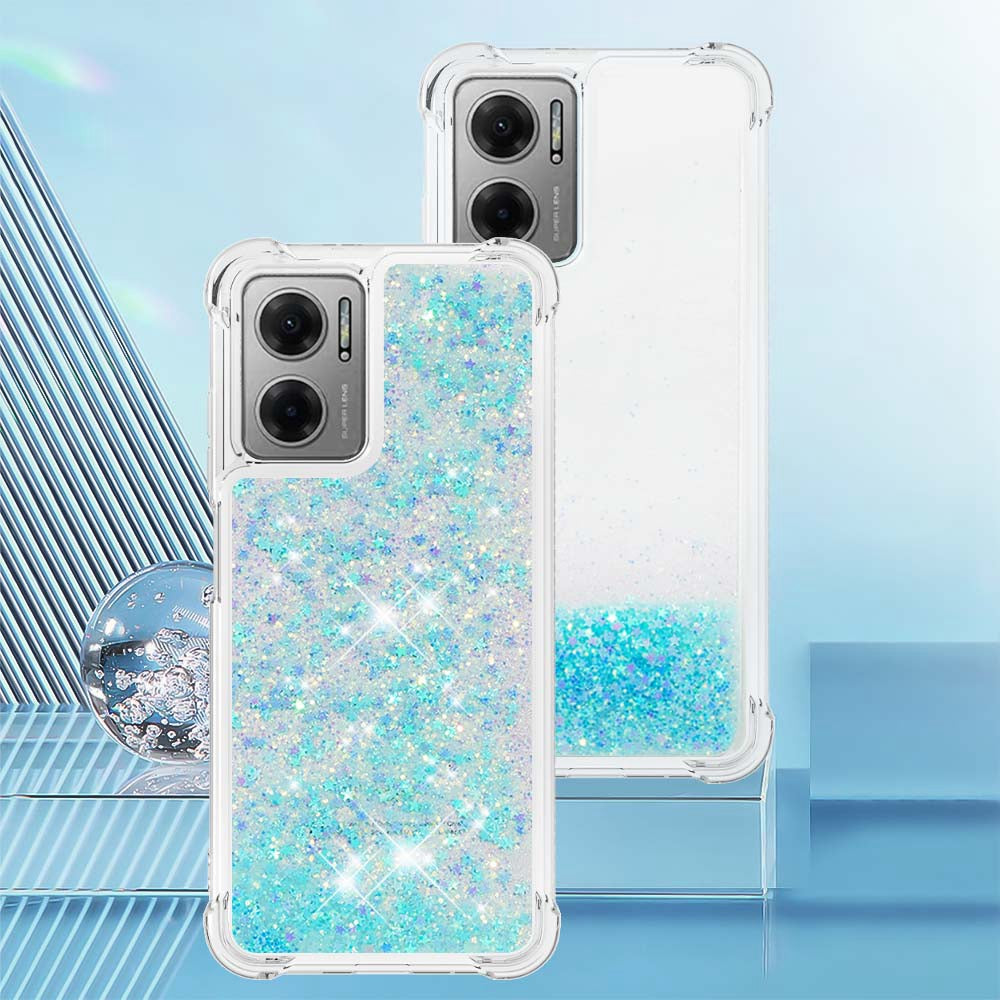 YB Quicksand Series-1 for Xiaomi Poco M4 5G / Redmi Note 11E 5G / Redmi 10 5G / Redmi 10 Prime+ 5G Fluid Quicksand Shockproof Sequins TPU Cover Well-protected Cell Phone Case