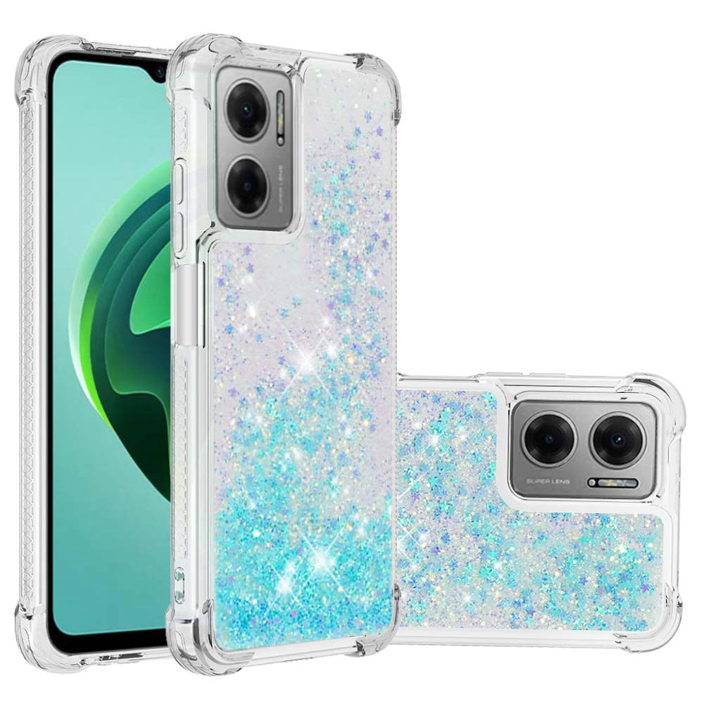 YB Quicksand Series-1 for Xiaomi Poco M4 5G / Redmi Note 11E 5G / Redmi 10 5G / Redmi 10 Prime+ 5G Fluid Quicksand Shockproof Sequins TPU Cover Well-protected Cell Phone Case