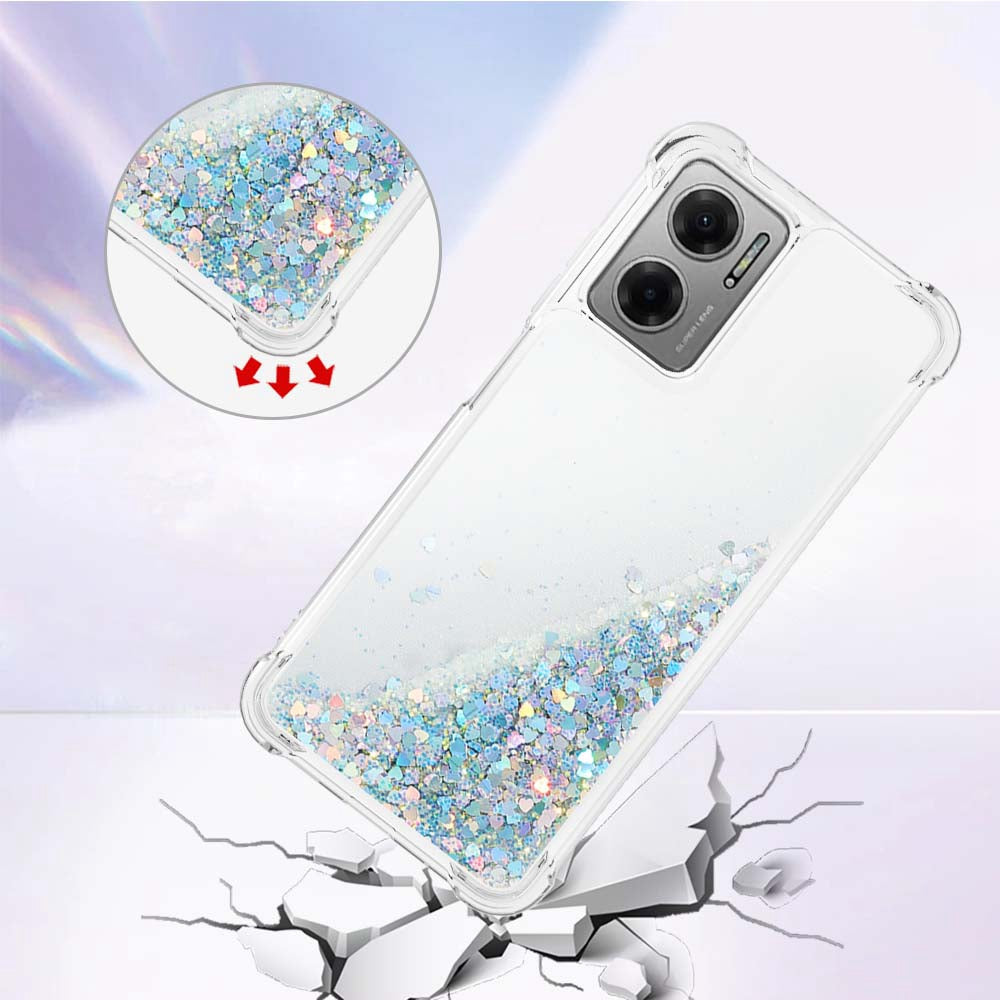 YB Quicksand Series-1 for Xiaomi Poco M4 5G / Redmi Note 11E 5G / Redmi 10 5G / Redmi 10 Prime+ 5G Fluid Quicksand Shockproof Sequins TPU Cover Well-protected Cell Phone Case