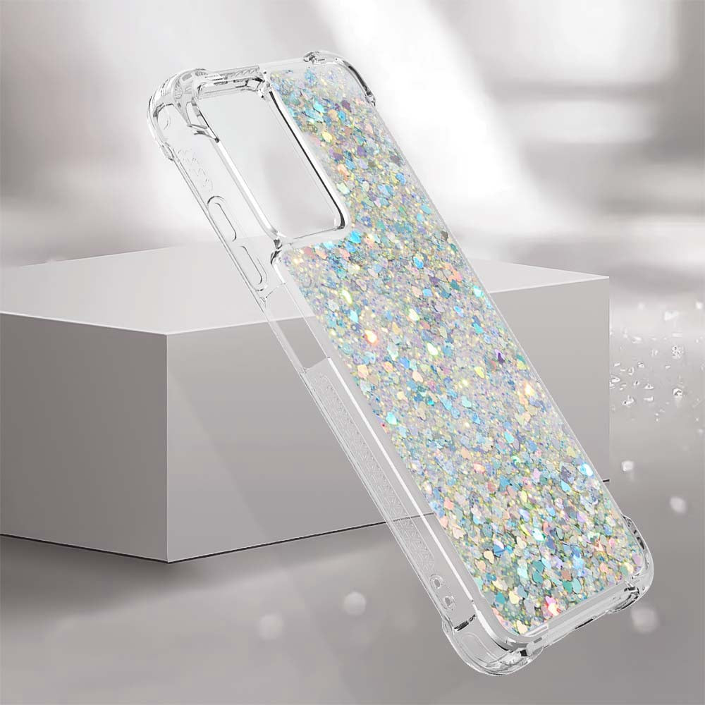 YB Quicksand Series-1 for Xiaomi Poco M4 5G / Redmi Note 11E 5G / Redmi 10 5G / Redmi 10 Prime+ 5G Fluid Quicksand Shockproof Sequins TPU Cover Well-protected Cell Phone Case