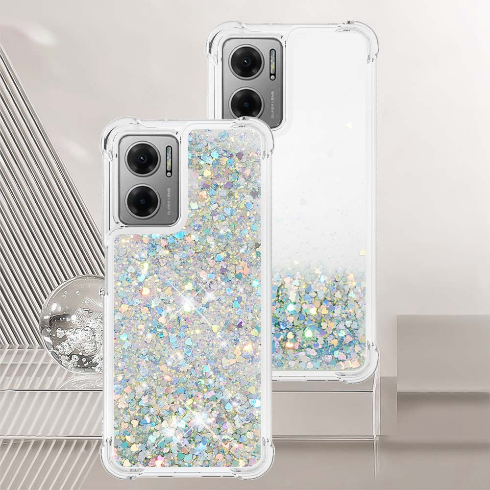 YB Quicksand Series-1 for Xiaomi Poco M4 5G / Redmi Note 11E 5G / Redmi 10 5G / Redmi 10 Prime+ 5G Fluid Quicksand Shockproof Sequins TPU Cover Well-protected Cell Phone Case