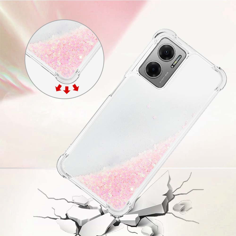YB Quicksand Series-1 for Xiaomi Poco M4 5G / Redmi Note 11E 5G / Redmi 10 5G / Redmi 10 Prime+ 5G Fluid Quicksand Shockproof Sequins TPU Cover Well-protected Cell Phone Case