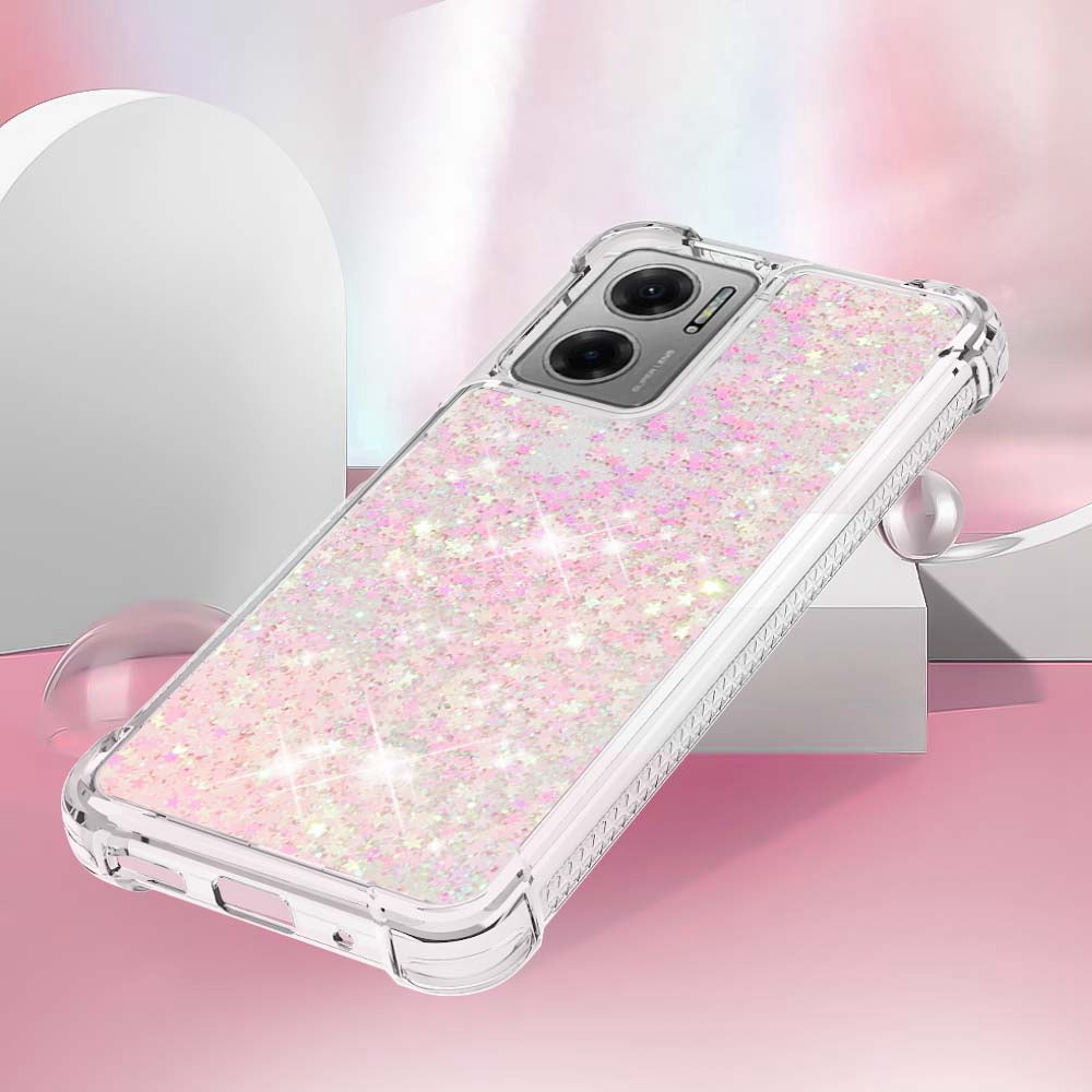 YB Quicksand Series-1 for Xiaomi Poco M4 5G / Redmi Note 11E 5G / Redmi 10 5G / Redmi 10 Prime+ 5G Fluid Quicksand Shockproof Sequins TPU Cover Well-protected Cell Phone Case