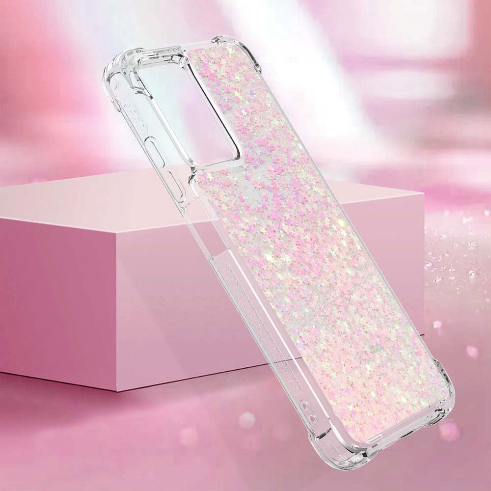 YB Quicksand Series-1 for Xiaomi Poco M4 5G / Redmi Note 11E 5G / Redmi 10 5G / Redmi 10 Prime+ 5G Fluid Quicksand Shockproof Sequins TPU Cover Well-protected Cell Phone Case