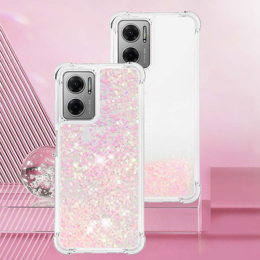 YB Quicksand Series-1 for Xiaomi Poco M4 5G / Redmi Note 11E 5G / Redmi 10 5G / Redmi 10 Prime+ 5G Fluid Quicksand Shockproof Sequins TPU Cover Well-protected Cell Phone Case