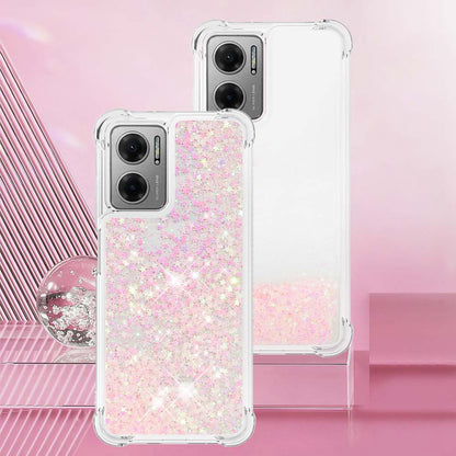 YB Quicksand Series-1 for Xiaomi Poco M4 5G / Redmi Note 11E 5G / Redmi 10 5G / Redmi 10 Prime+ 5G Fluid Quicksand Shockproof Sequins TPU Cover Well-protected Cell Phone Case