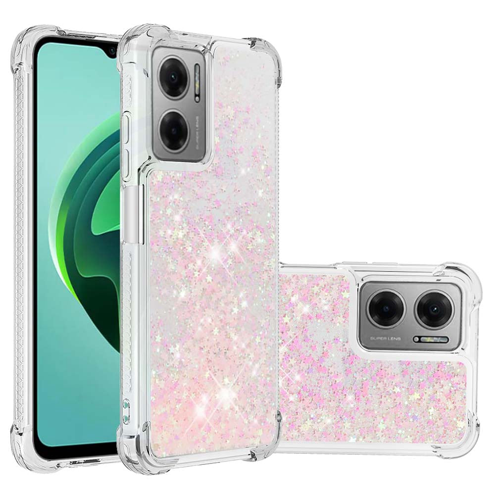 YB Quicksand Series-1 for Xiaomi Poco M4 5G / Redmi Note 11E 5G / Redmi 10 5G / Redmi 10 Prime+ 5G Fluid Quicksand Shockproof Sequins TPU Cover Well-protected Cell Phone Case