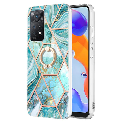 YB IMD Series-7 for Xiaomi Redmi Note 11 Pro 5G (Qualcomm)/Note 11 Pro 4G (MediaTek) Marble Pattern Electroplating IMD Shockproof TPU Case Kickstand Phone Shell