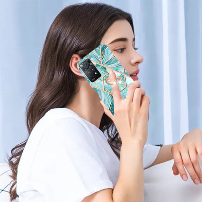YB IMD Series-7 for Xiaomi Redmi Note 11 Pro 5G (Qualcomm)/Note 11 Pro 4G (MediaTek) Marble Pattern Electroplating IMD Shockproof TPU Case Kickstand Phone Shell