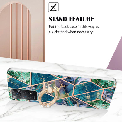 YB IMD Series-7 for Xiaomi Redmi Note 11 Pro 5G (Qualcomm)/Note 11 Pro 4G (MediaTek) Marble Pattern Electroplating IMD Shockproof TPU Case Kickstand Phone Shell