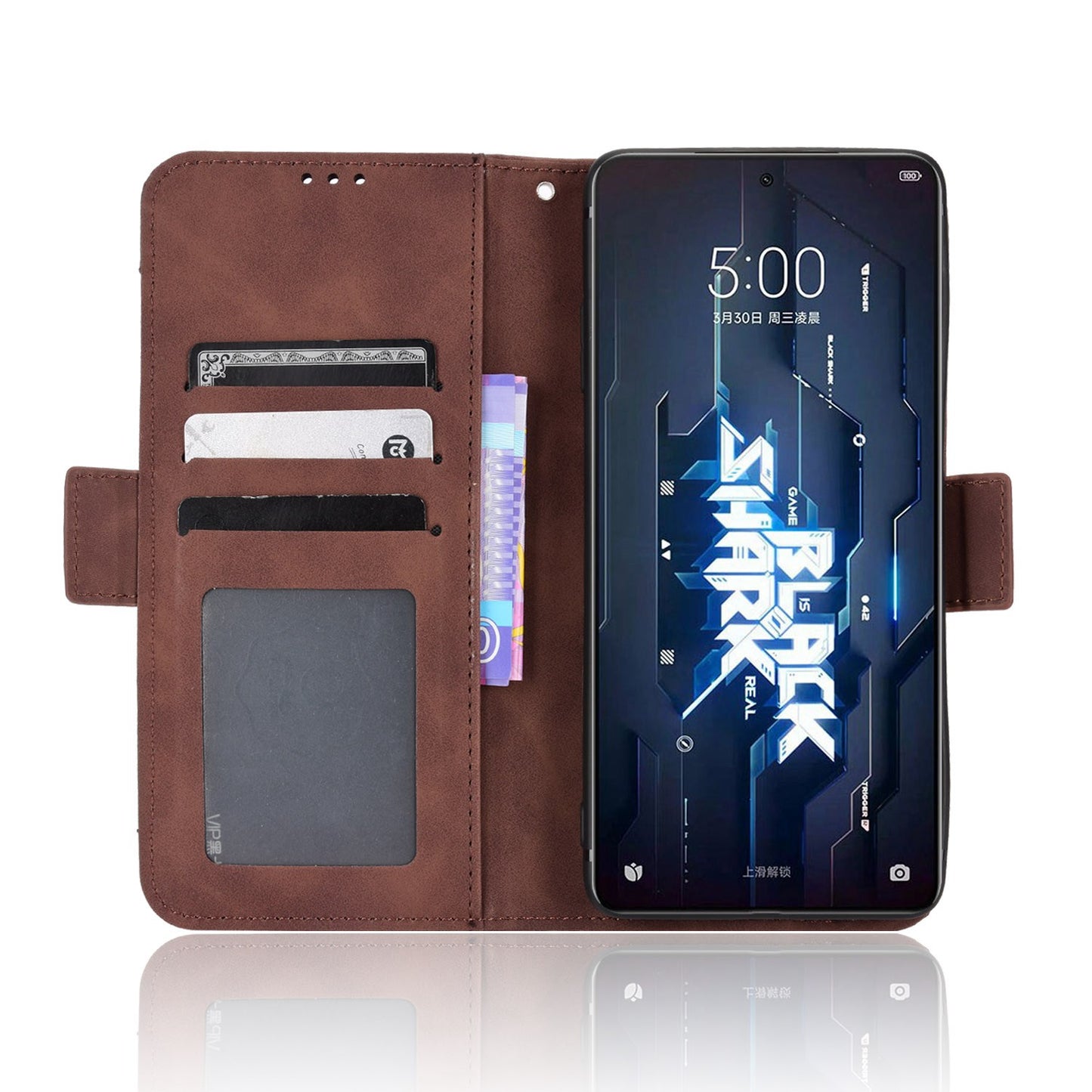For Xiaomi Black Shark 5 Multiple Card Slots Phone Cover Anti-scratch PU Leather Wallet Stand Case