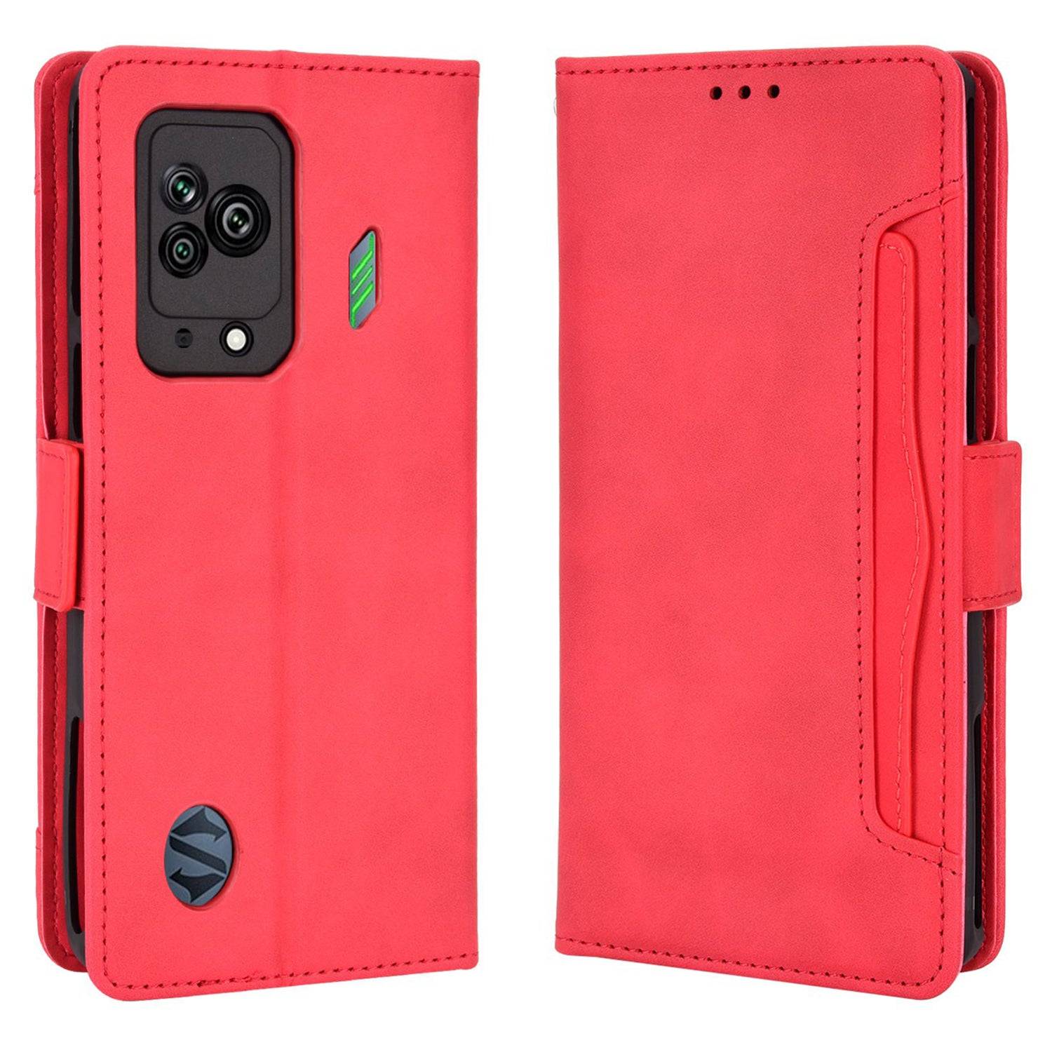 For Xiaomi Black Shark 5 Multiple Card Slots Phone Cover Anti-scratch PU Leather Wallet Stand Case