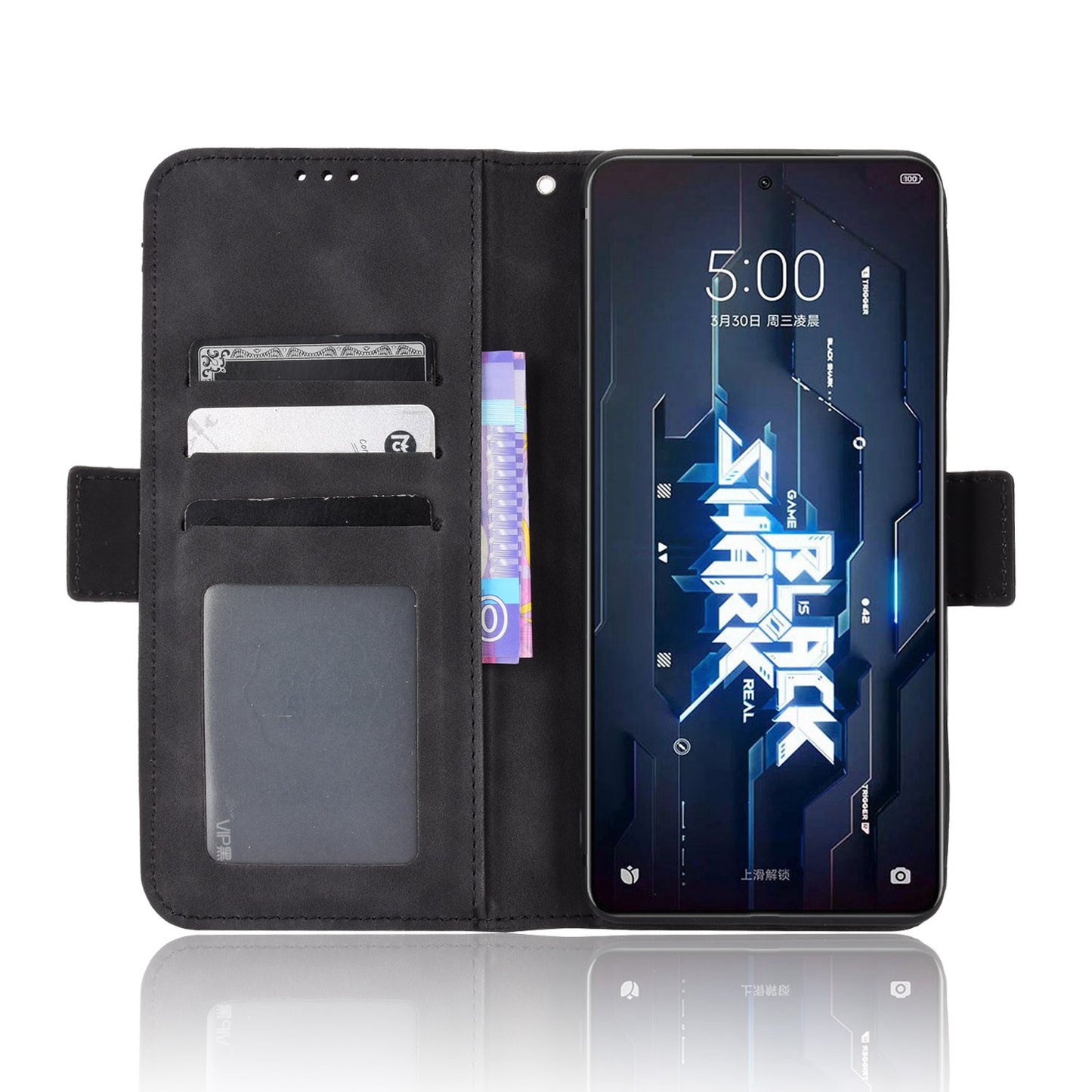 For Xiaomi Black Shark 5 Multiple Card Slots Phone Cover Anti-scratch PU Leather Wallet Stand Case
