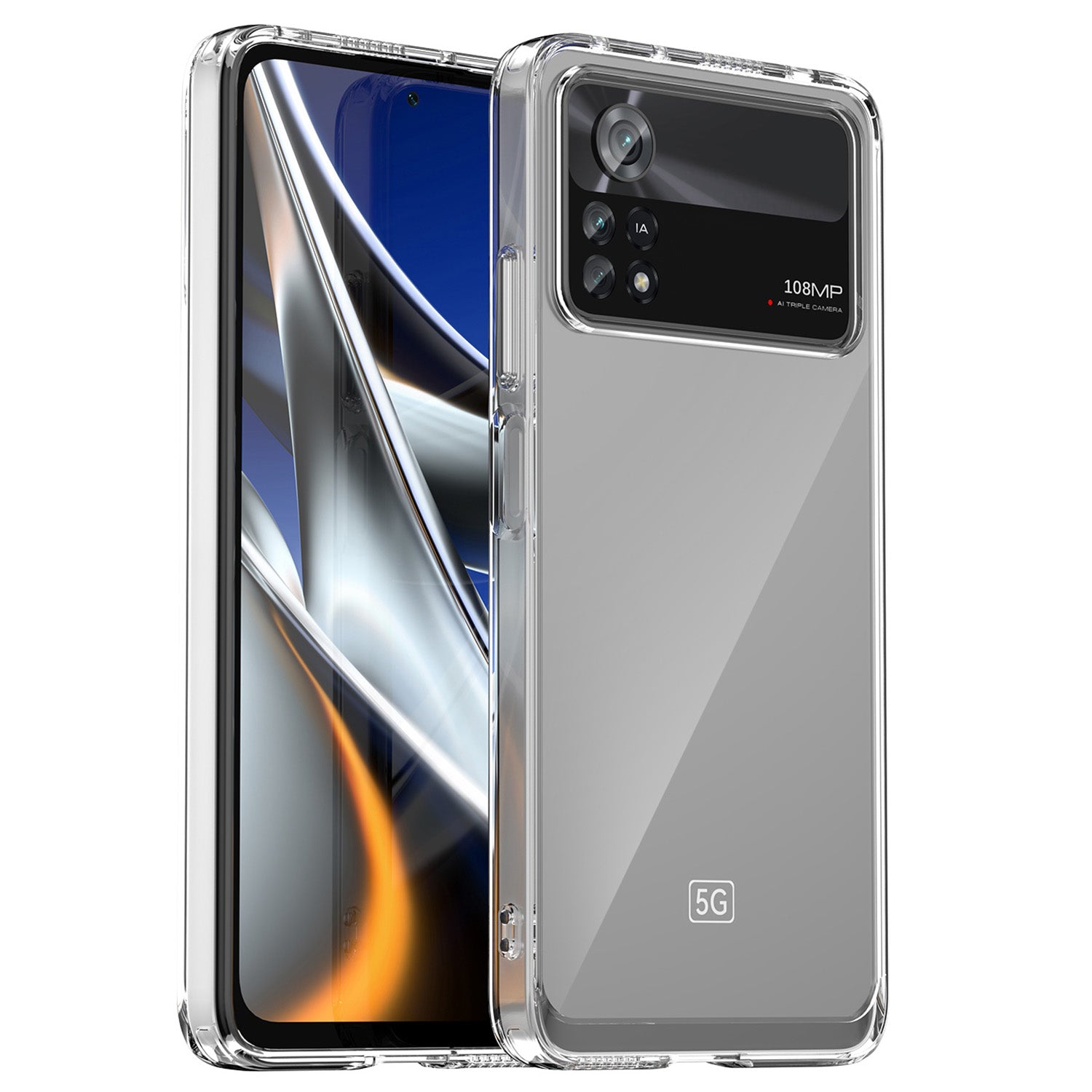 For Xiaomi Poco X4 Pro 5G Hard Acrylic Soft TPU Case Transparent Phone Cover with Independent Buttons